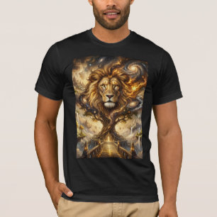 T-shirt Neon Cyber Lion Wall Art Print – Futuristic Fantas