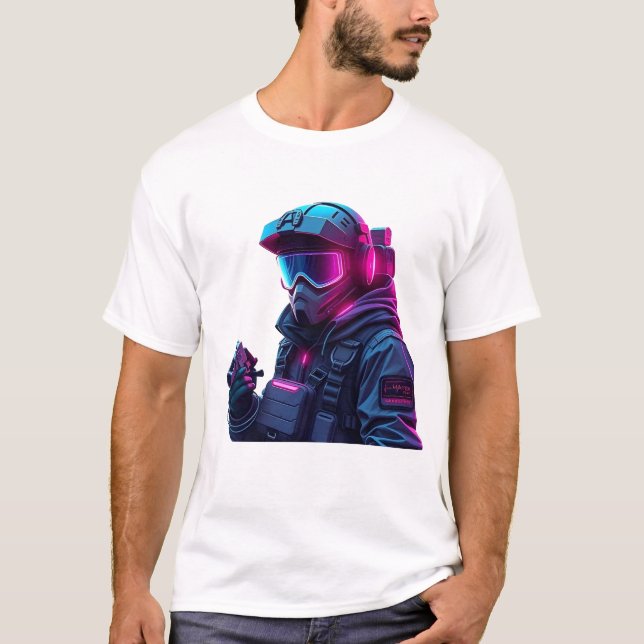 T-shirt Neon Cyberpunk Tactical Unit (Devant)