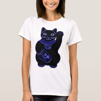 T-shirt néon de bleu de neko de maneki
