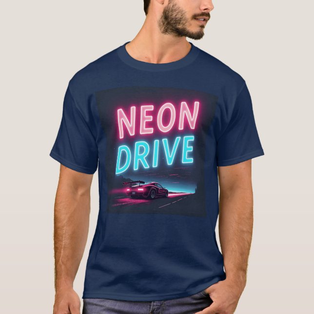 T-shirt Neon Drive Retro Synthwave Design (Devant)