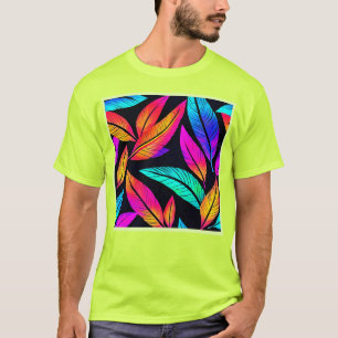 T-shirt Neon Feather Motif Art Vibrant