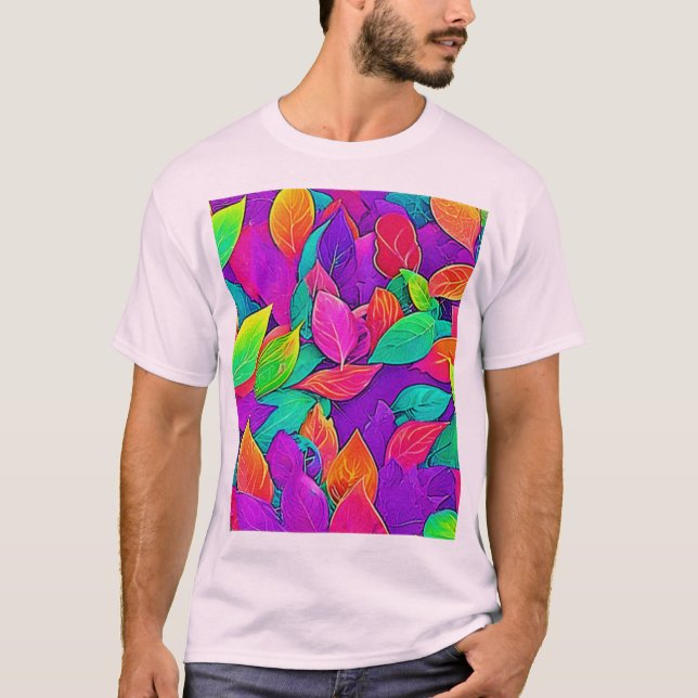 T-shirt Neon Feuilles : Flux de dessin (Devant)