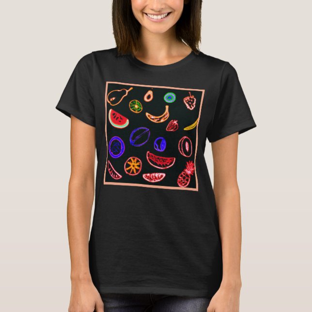 T-shirt Neon Fruits Motif Design d'art (Devant)
