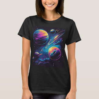 T-shirt Neon Galaxy Adventure : Planètes cosmiques