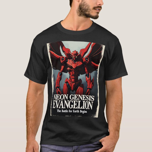 T-shirt Neon Genesis Evangelion La Bataille (Devant)