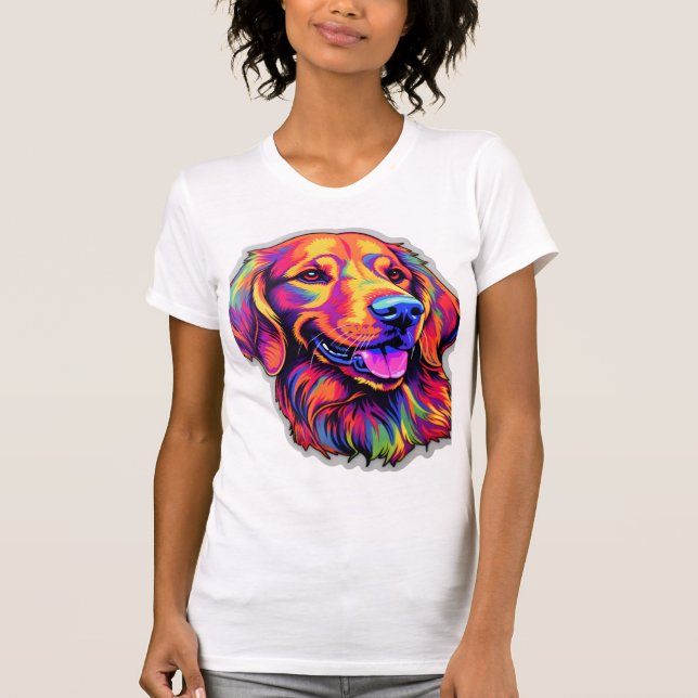 T-shirt Neon Golden Retriever (Devant)