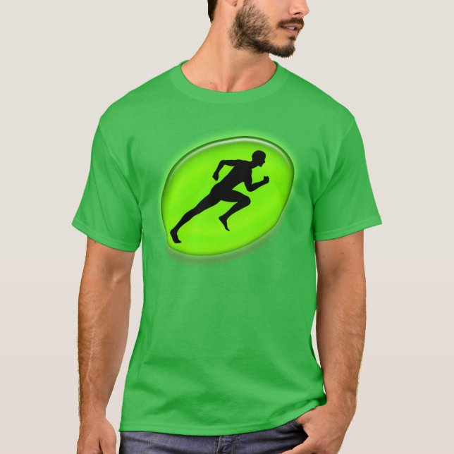 T-shirt Neon Green Man Running Personalrainer Sports gift (Devant)