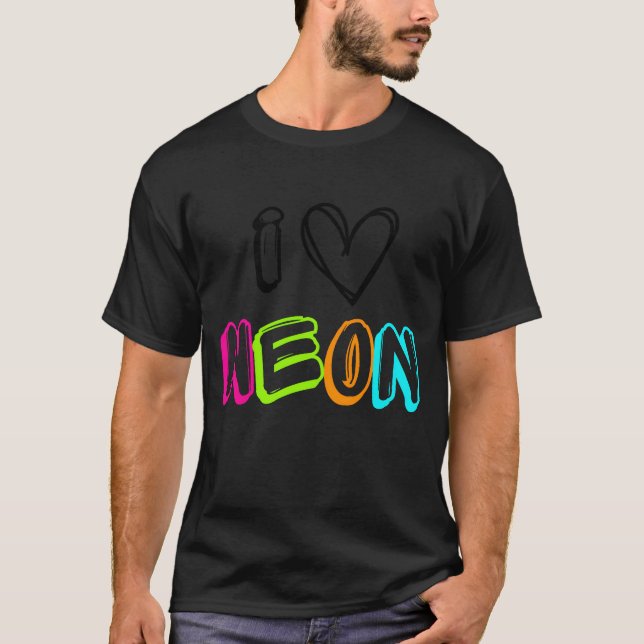 T-shirt Néon J'aime Néon NOIR (Devant)