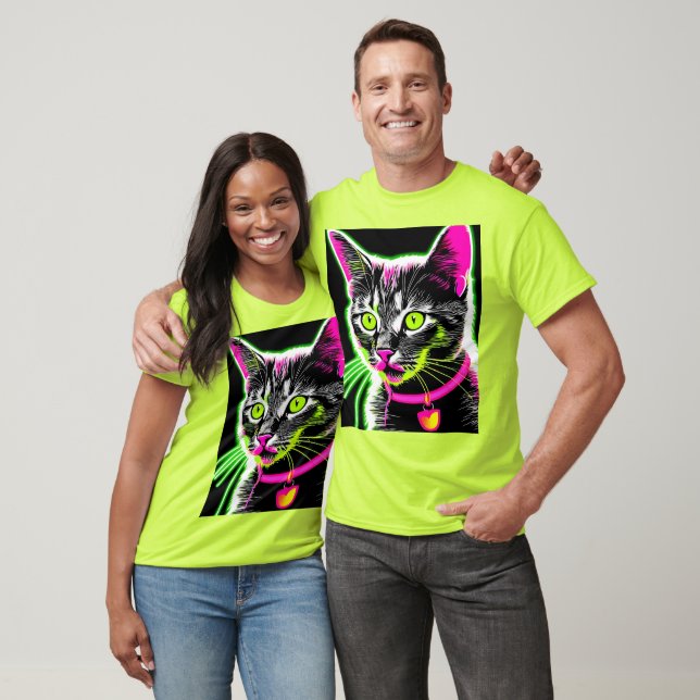 T-shirt Neon Kitty Feline Art (Unisexe)
