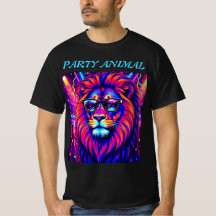 Neon Lion Party Animal – Colourful Retro Graphic