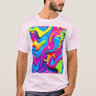 T-shirt Néon Liquide Éclaboussure d'Art