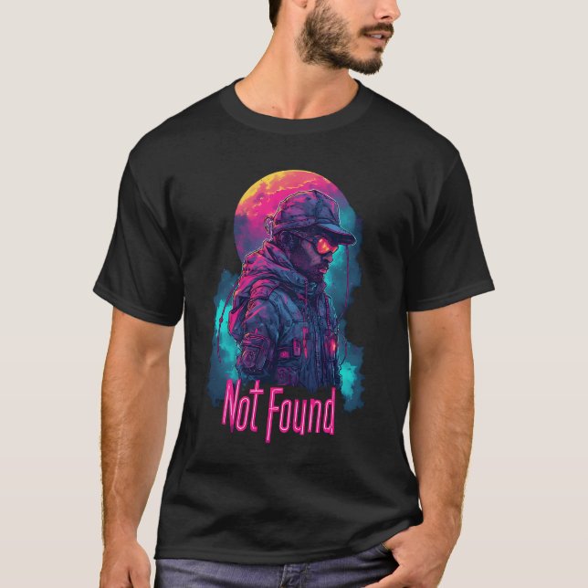 T-shirt Neon Militaire Futuriste Explorer Scène de nuit (Devant)