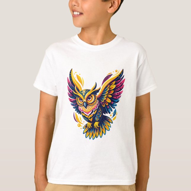 T-shirt Neon Owl, vol mystique (Devant)