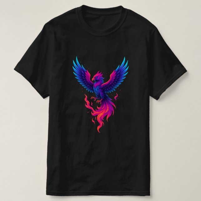 T-shirt Neon Phoenix Rebirth – Vibrant Mythical Firebird  (Design devant)