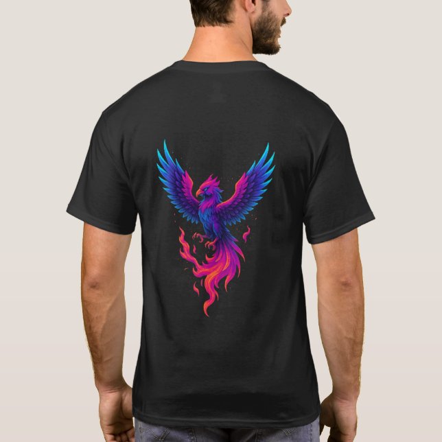 T-shirt Neon Phoenix Rebirth – Vibrant Mythical Firebird D (Dos)