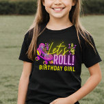 T-shirt Neon Pink Roll Girl's Roller Skating Party<br><div class="desc">Fête Let's Roll Anniversaire design avec des lumières vives néon et texte en rose et jaune néon,  idéal pour le roller disco fête d'anniversaire pour les filles.</div>