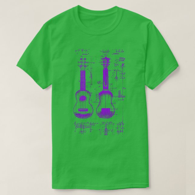 T-shirt Neon Purple Ukulele Da Vinci (Design devant)