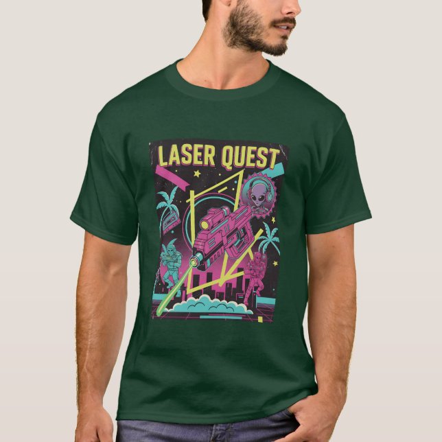 T-shirt Neon Retro 90 Laser Space Battle gift (Devant)