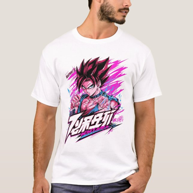 T-shirt Neon Samurai Anime (Devant)