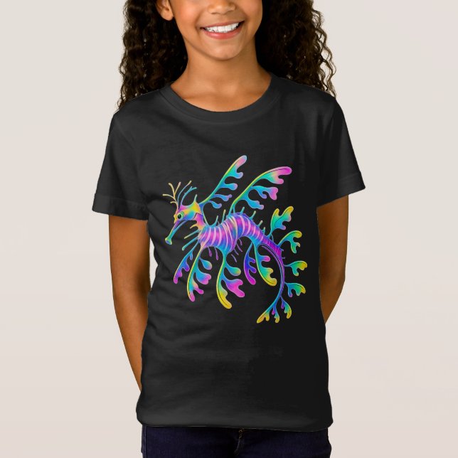 T-Shirt Neon Sea Dragon – Surreal Ocean Art (Devant)