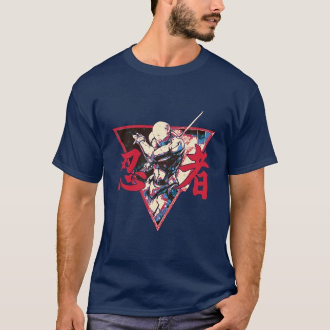 T-shirt Neon Shadow Ninja - Dynamic Japanese Warrior Art (Devant)
