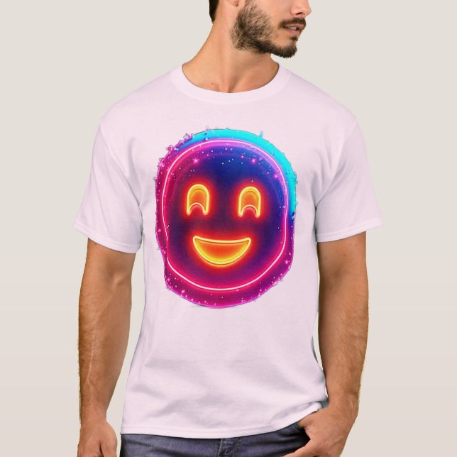 T-shirt Neon Smile : Conception de lueur heureuse et brill (Devant)