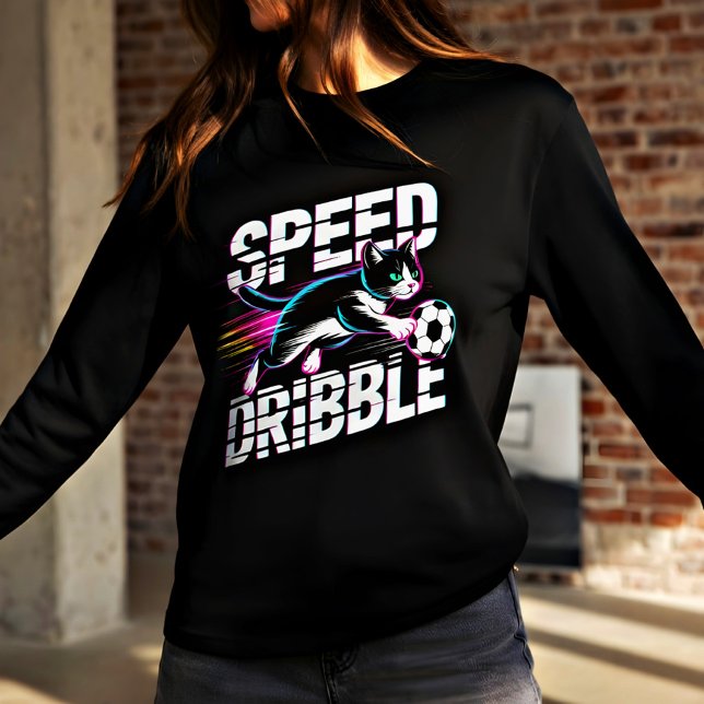 T-shirt Neon Speed Dribble Soccer-Loving Cat Fans & Gamers (Créateur téléchargé)