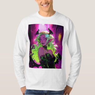 T-shirt Neon Succubus Demon Anime Girl