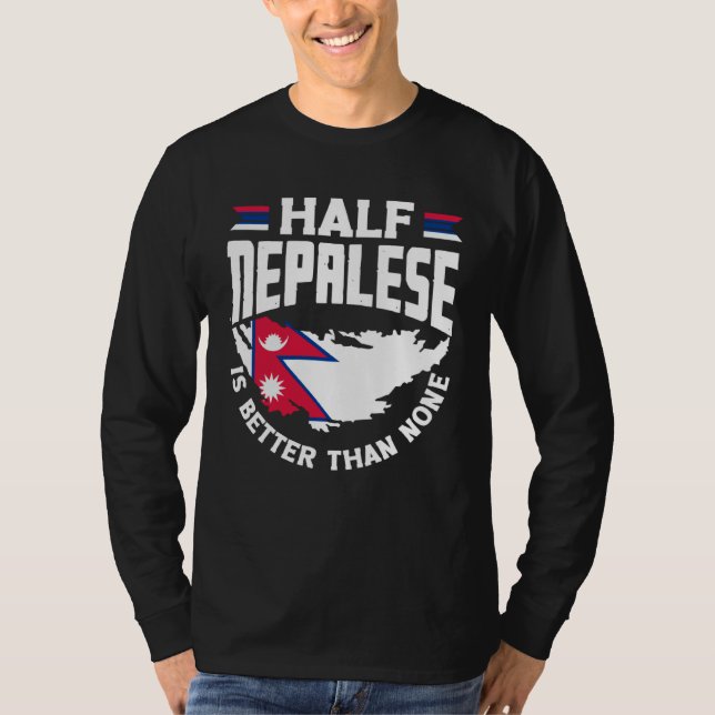T-shirt Nepalese Nepal Nepalese Flag Half Nepalese (Devant)