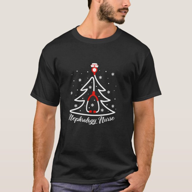 T-shirt Néphrologie Infirmière Arbre de Noël Stethoscope X (Devant)