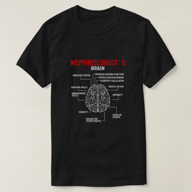 T-shirt Néphrologiste Docteur Cerveau Kidney Chirurologue (Design devant)