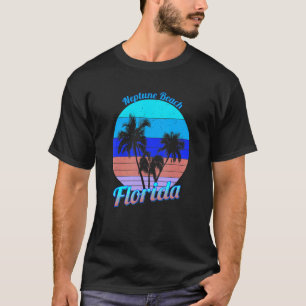 T-shirt Neptune Beach Floride Rétro Palmiers Tropicaux Va