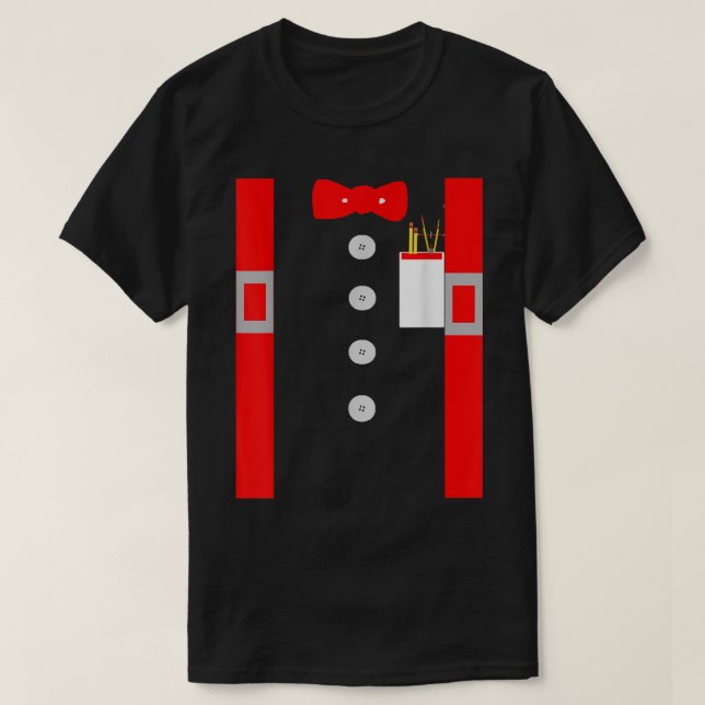 T-shirt Nerd Costume Shirt Red Suspenders Pocket Protector (Design devant)