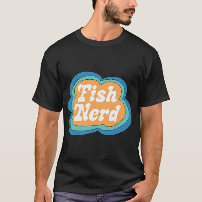 T-shirt Nerd de poissons (Jaune sur Vert) (Devant)