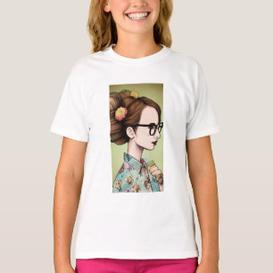 T-shirt Nerdy Asian Girl Holding Livres