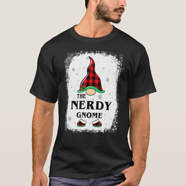 T-shirt Nerdy Gnome Buffalo Plaid Matching Family Xmas Paj (Devant)