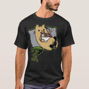 T-shirt Nerdy Ramen Chargement Du Jeu De Chat De Gamer En