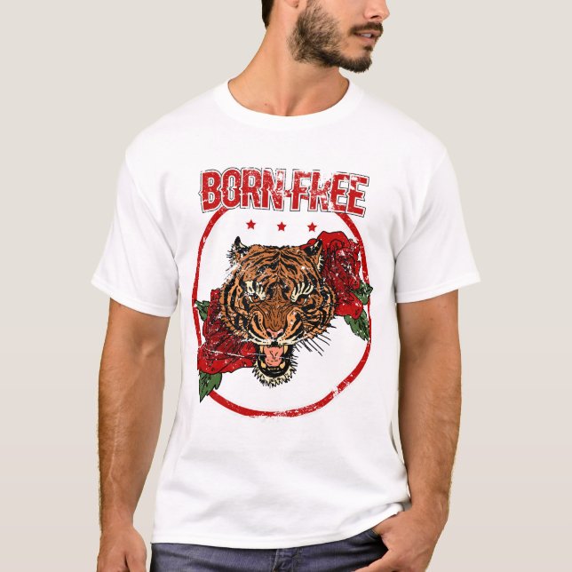 T-shirt Nés libres : Collection d'art sur les tigres majes (Devant)