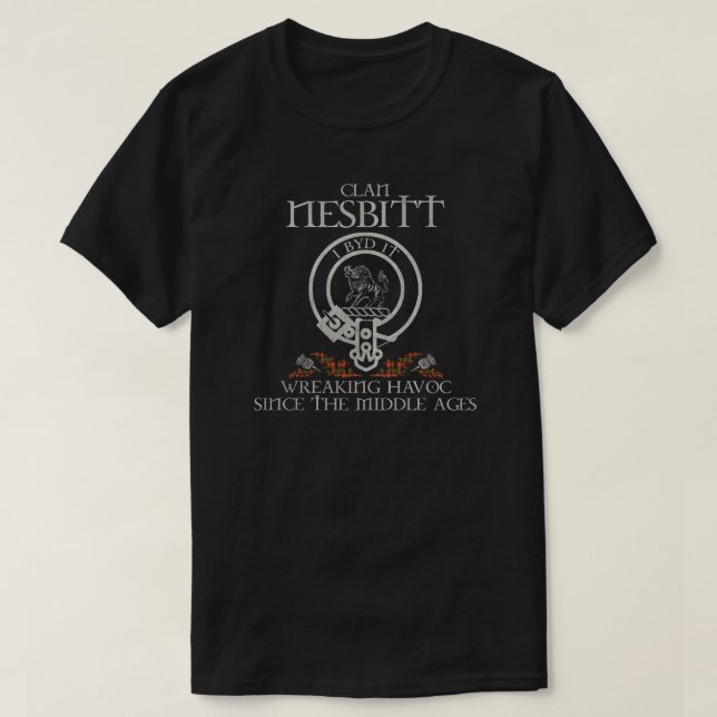 T-shirt Nesbitt Clan crest Scottish nom tartan Thistle (Design devant)