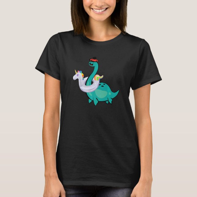 T-shirt Nessie Unicorn Pool gonflable Loch Ness Monster (Devant)