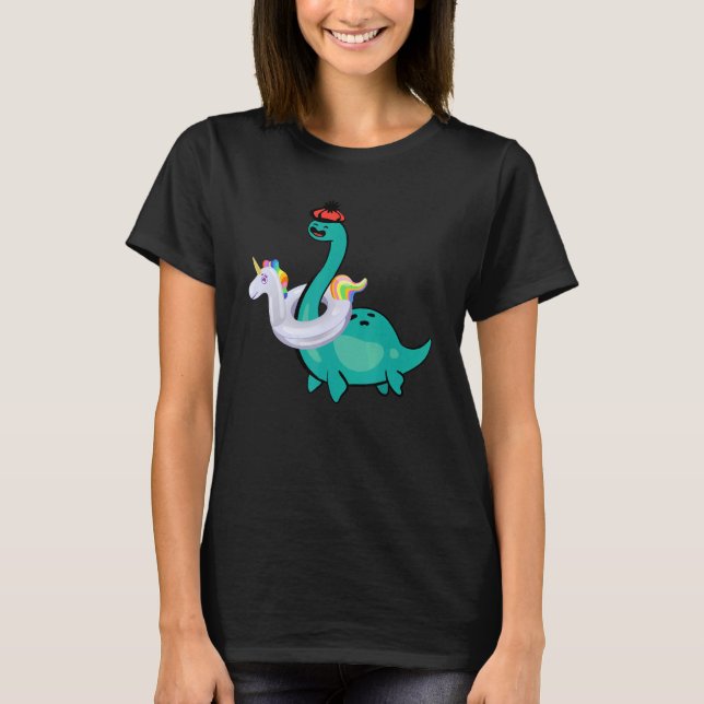 T-shirt Nessie Unicorn Pool gonflable Loch Ness Monster (Devant)