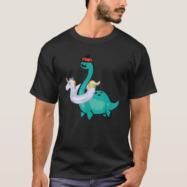 T-shirt Nessie Unicorn Pool gonflable Loch Ness Monster (Devant)