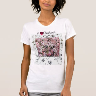 T-SHIRT NEST D'OISEAU, FLEURS DE PRINTEMPS ROSE D'ARBRE /I