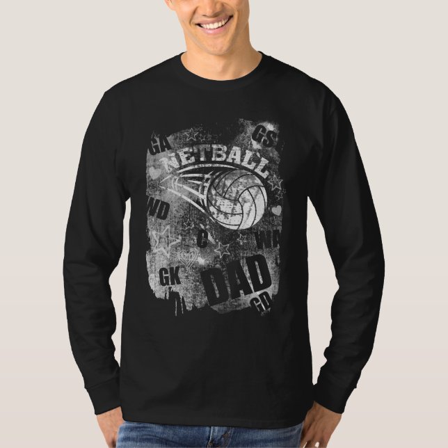 T-shirt Netball Papa, Black Grunge Netball (Devant)
