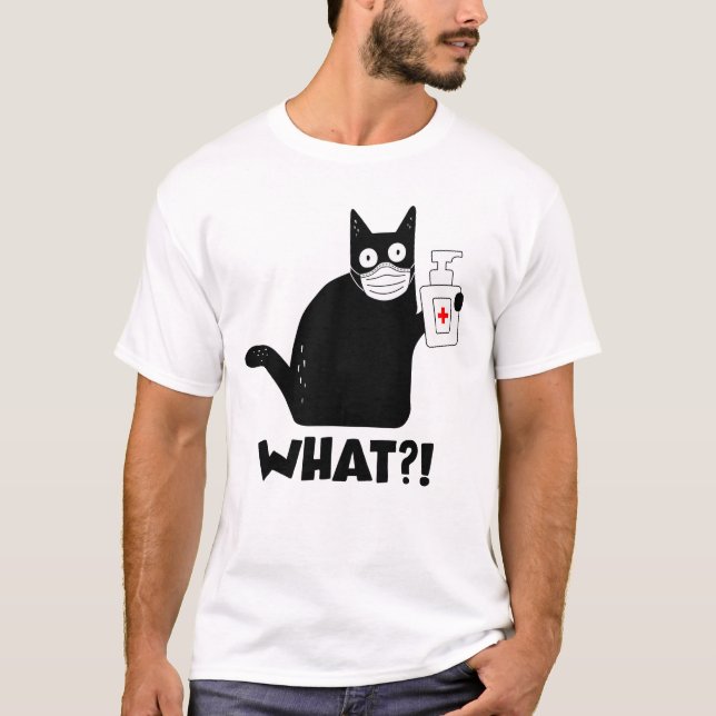 T-shirt Nettoyage de la main de chat noir (Devant)