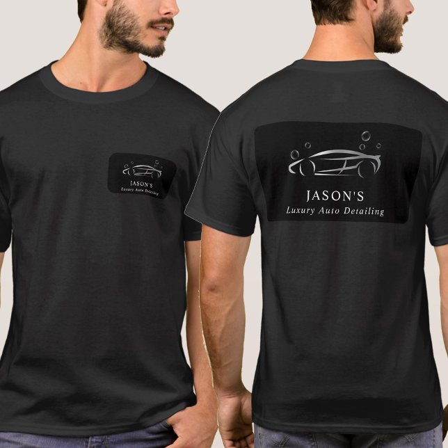 T-shirt Nettoyage de voiture Black & Silver Luxury Auto Dé (Black & Silver Luxury Auto Detailing Car Cleaning T-Shirt)