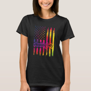 T-shirt Nettoyage Lady Us Nettoyeur Drapeau Ménagère