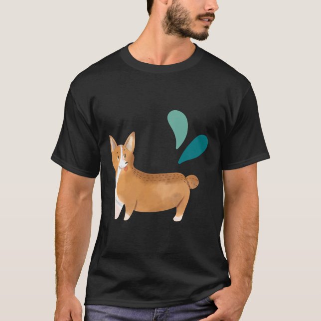 T-shirt Nettoyer l'aquarelle Corgi (Devant)