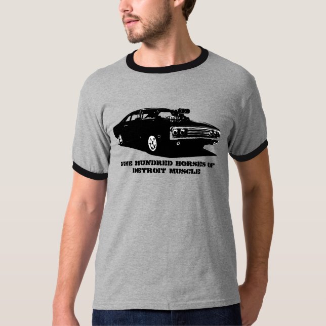 T-shirt Neuf cents chevaux de muscle de Detroit (Devant)