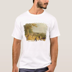 T-shirt Neuf lévriers dans un paysage (huile sur la toile